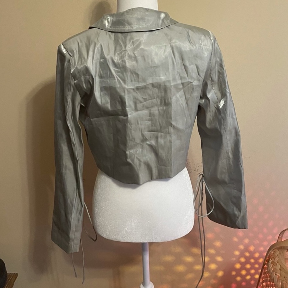 Nasty Gal Shimmer Green Crop Blazer - Picture 5 of 5